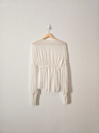 Free People Smocked Puff Sleeve Top (XS)