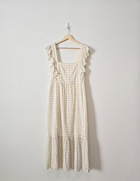 Checkered Gauze Maxi Dress (M)