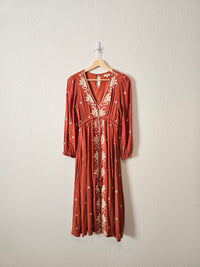 In Loom Rust Embroidered Midi Dress (S)