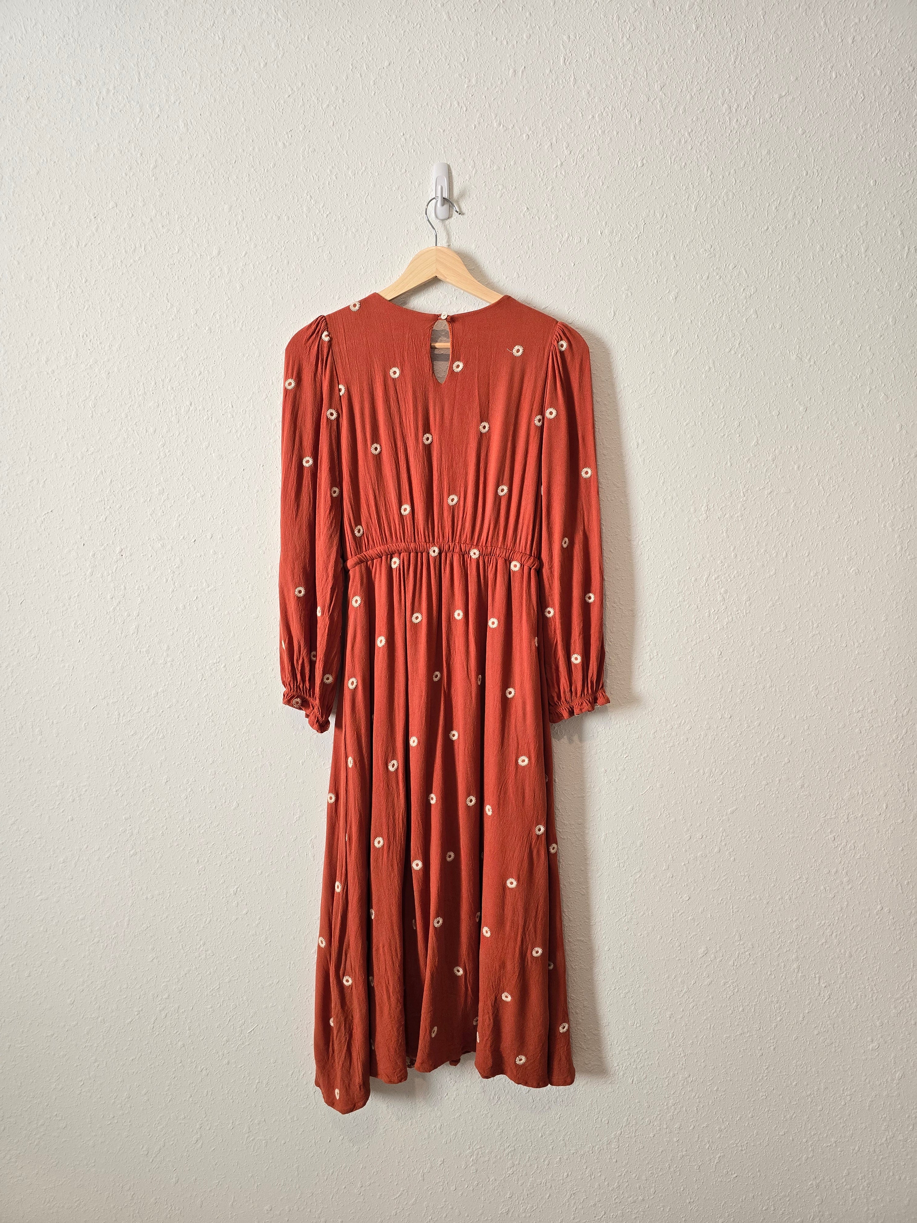 In Loom Rust Embroidered Midi Dress (S)