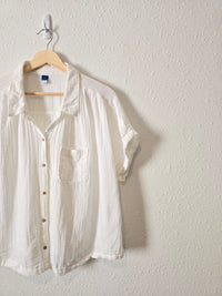 White Gauzy Button Up (L)