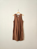 Brown 100% Linen Midi Dress (L)