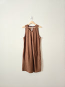 Brown 100% Linen Midi Dress (L)