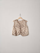 Neutral Floral Crochet Vest (S/M)