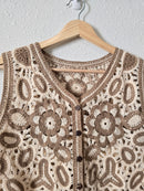 Neutral Floral Crochet Vest (S/M)