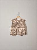 Neutral Floral Crochet Vest (S/M)