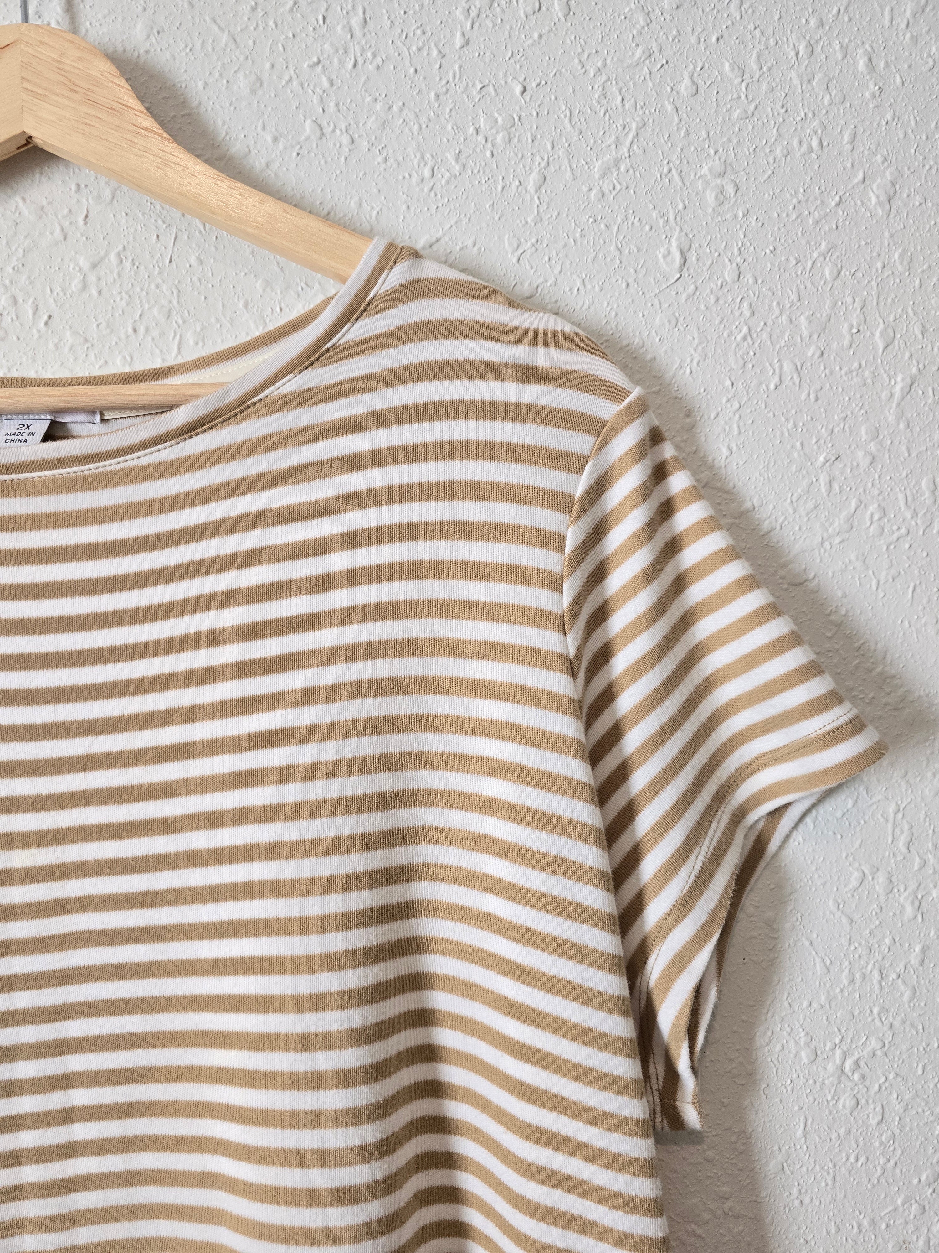 Neutral Striped Cotton Tee (2X)