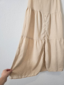 Button Up Tiered Maxi Skirt (M)