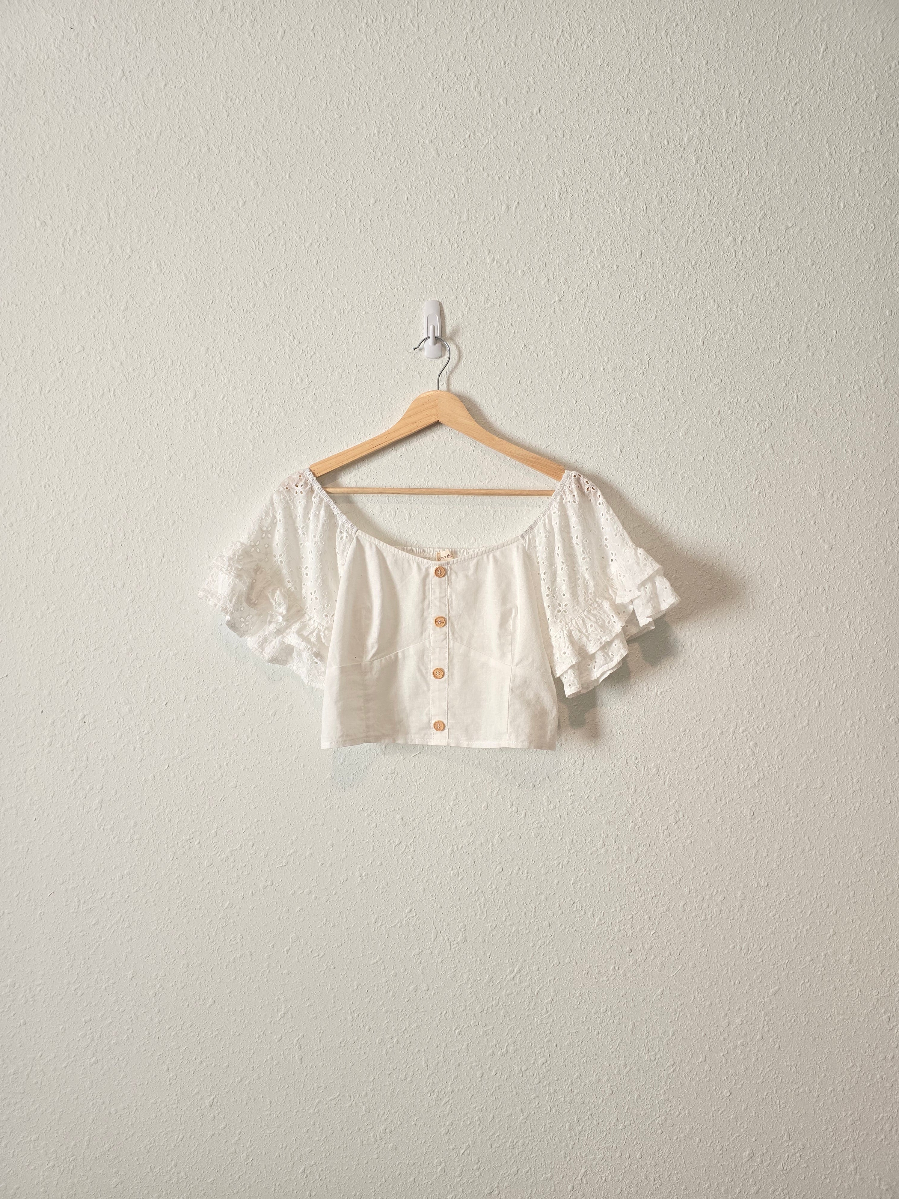 White Eyelet Crop Top (L)