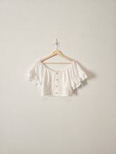 Load image into Gallery viewer, White Eyelet Crop Top (L)
