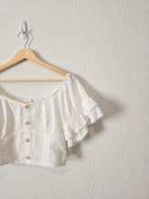 Load image into Gallery viewer, White Eyelet Crop Top (L)
