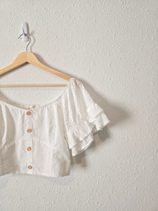 White Eyelet Crop Top (L)