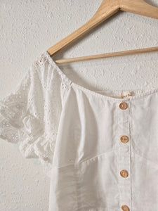 White Eyelet Crop Top (L)