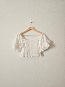 White Eyelet Crop Top (L)