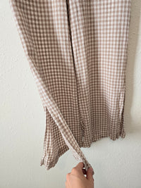 Gingham Linen Blend Crop Pants (M)