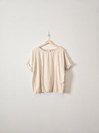 Neutral Linen Blend Relaxed Top (L)