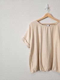 Neutral Linen Blend Relaxed Top (L)