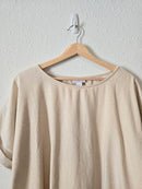 Neutral Linen Blend Relaxed Top (L)