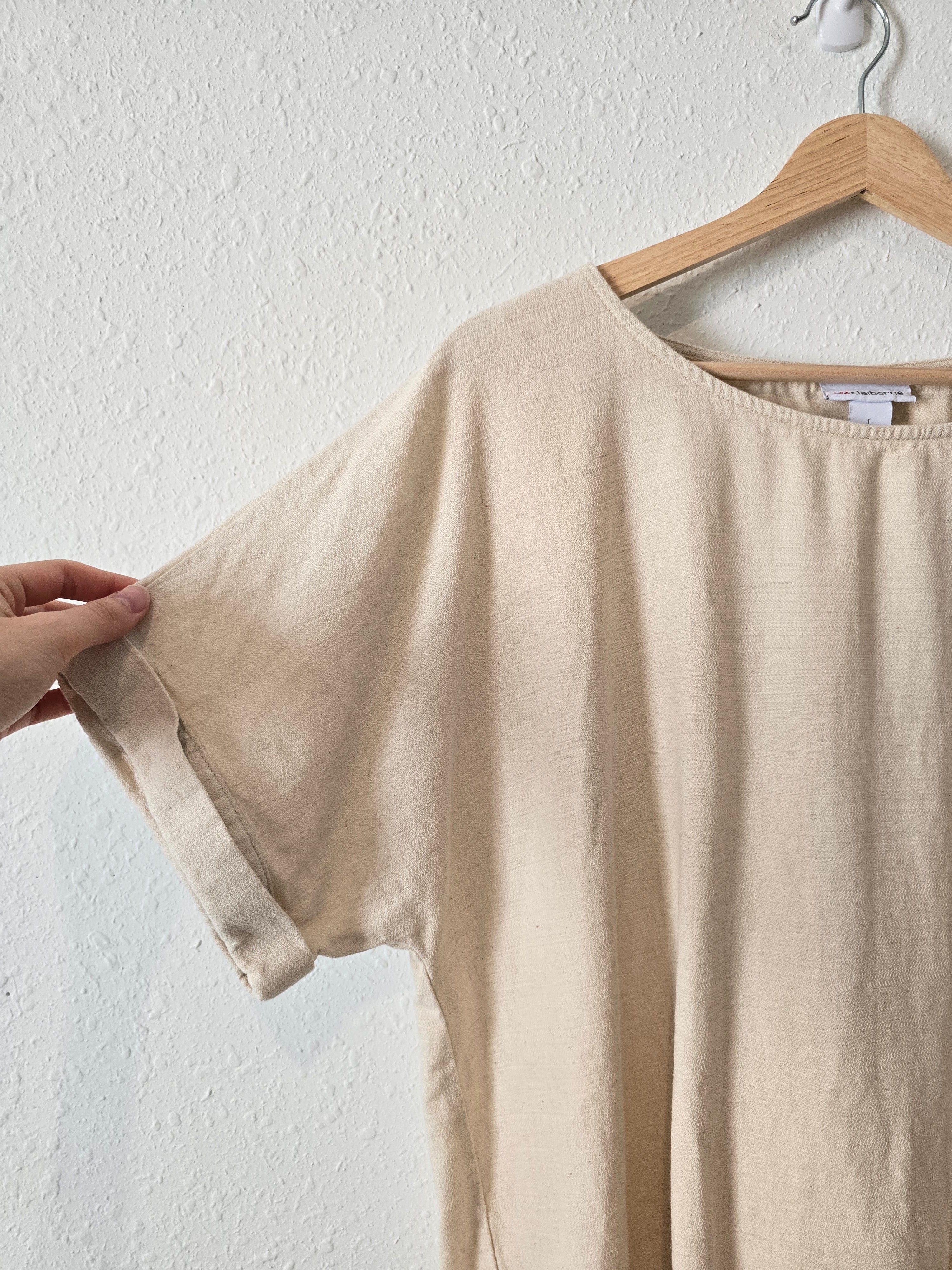 Neutral Linen Blend Relaxed Top (L)