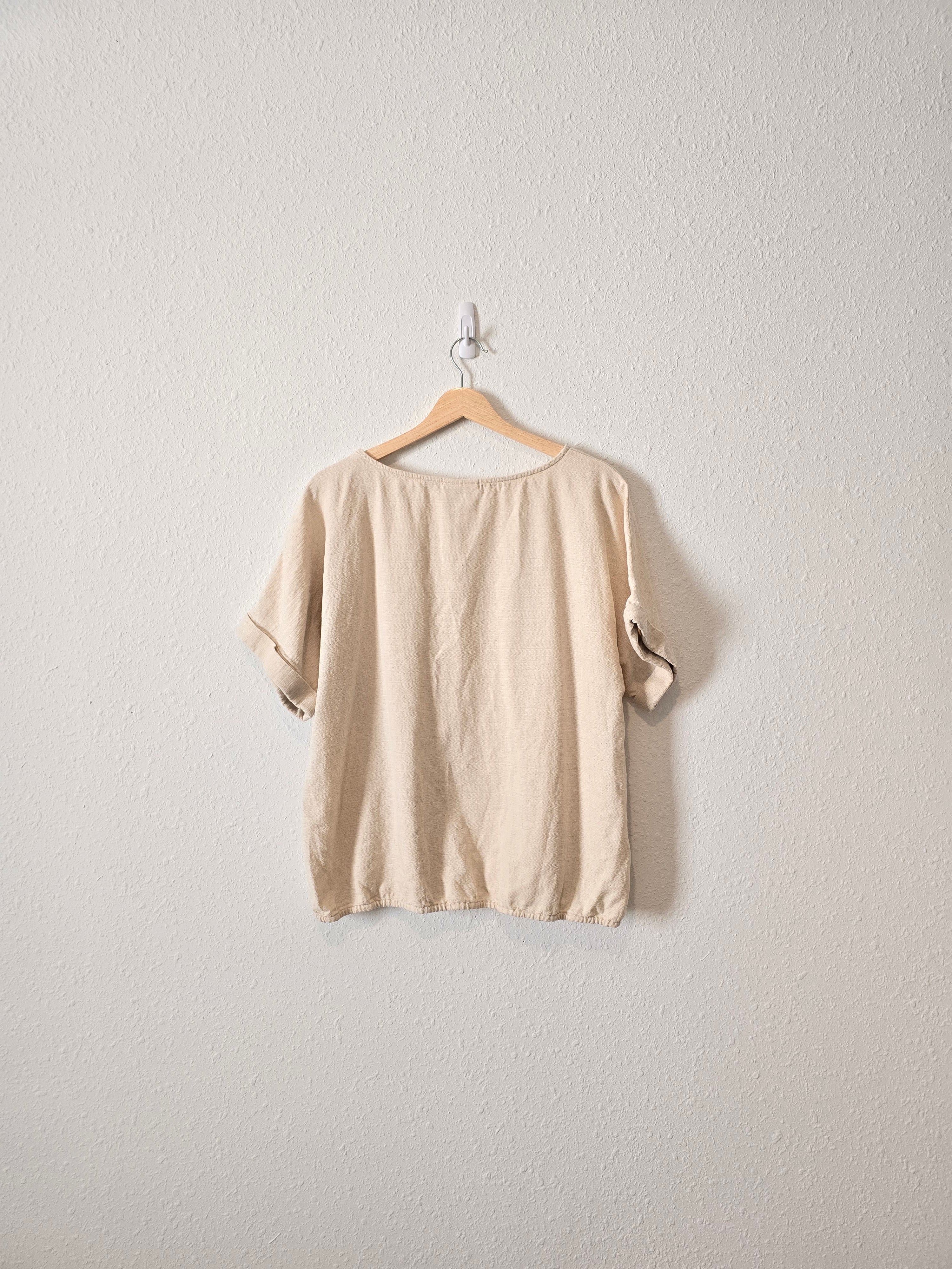 Neutral Linen Blend Relaxed Top (L)