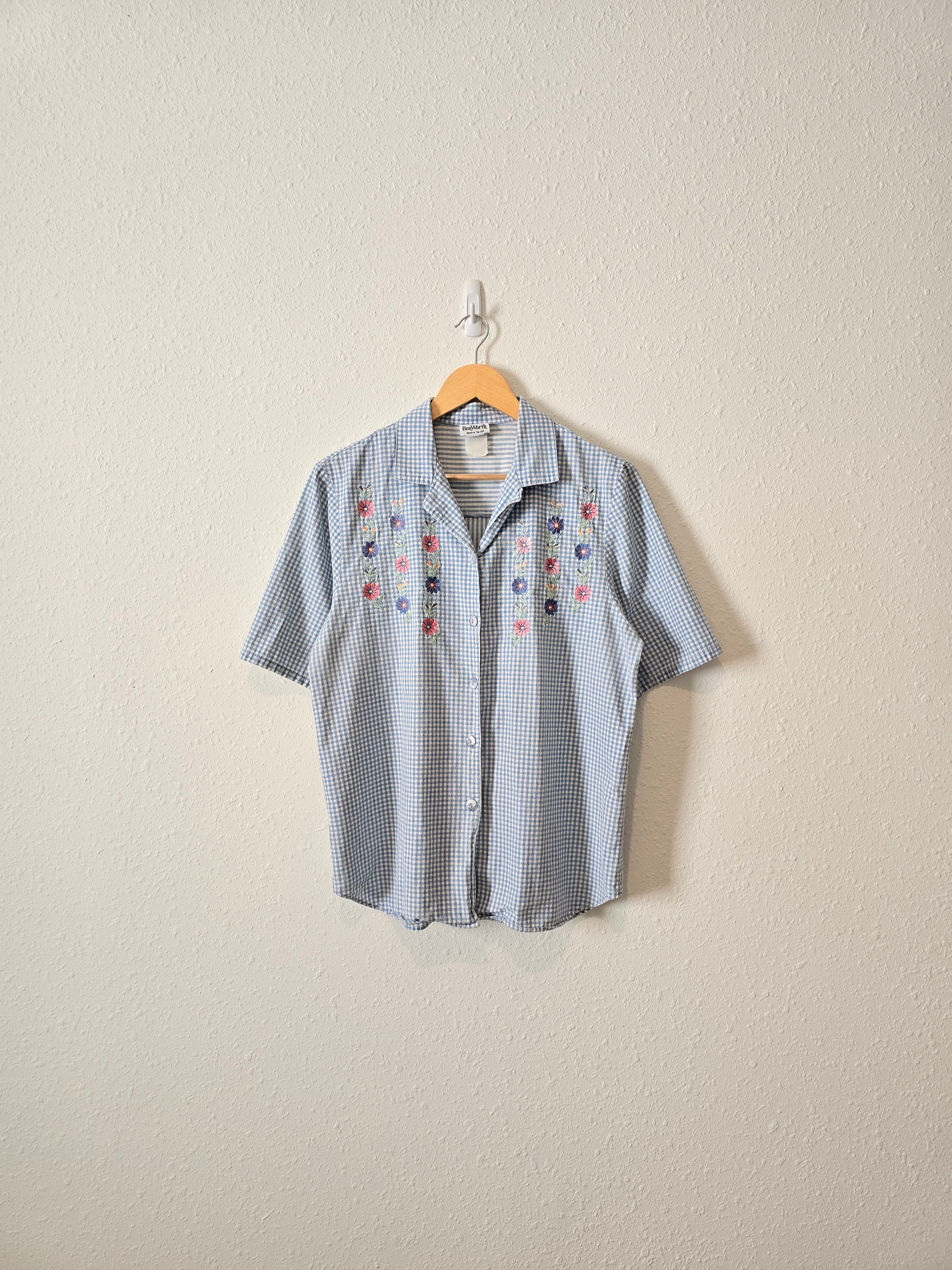 Vintage Floral Gingham Button Up (L/XL)