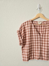 Lou & Grey Linen Gingham Top (XS)