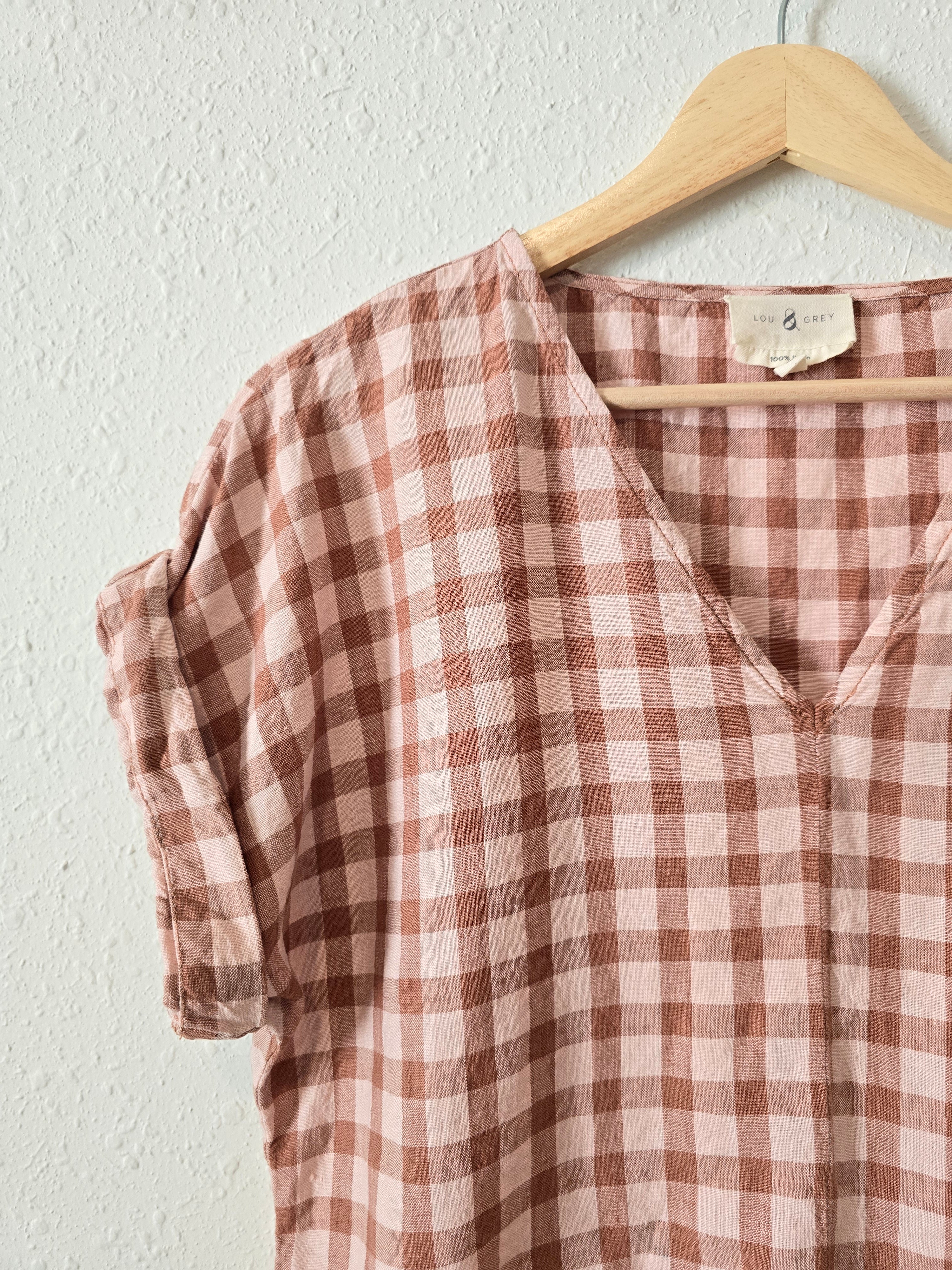 Lou & Grey Linen Gingham Top (XS)