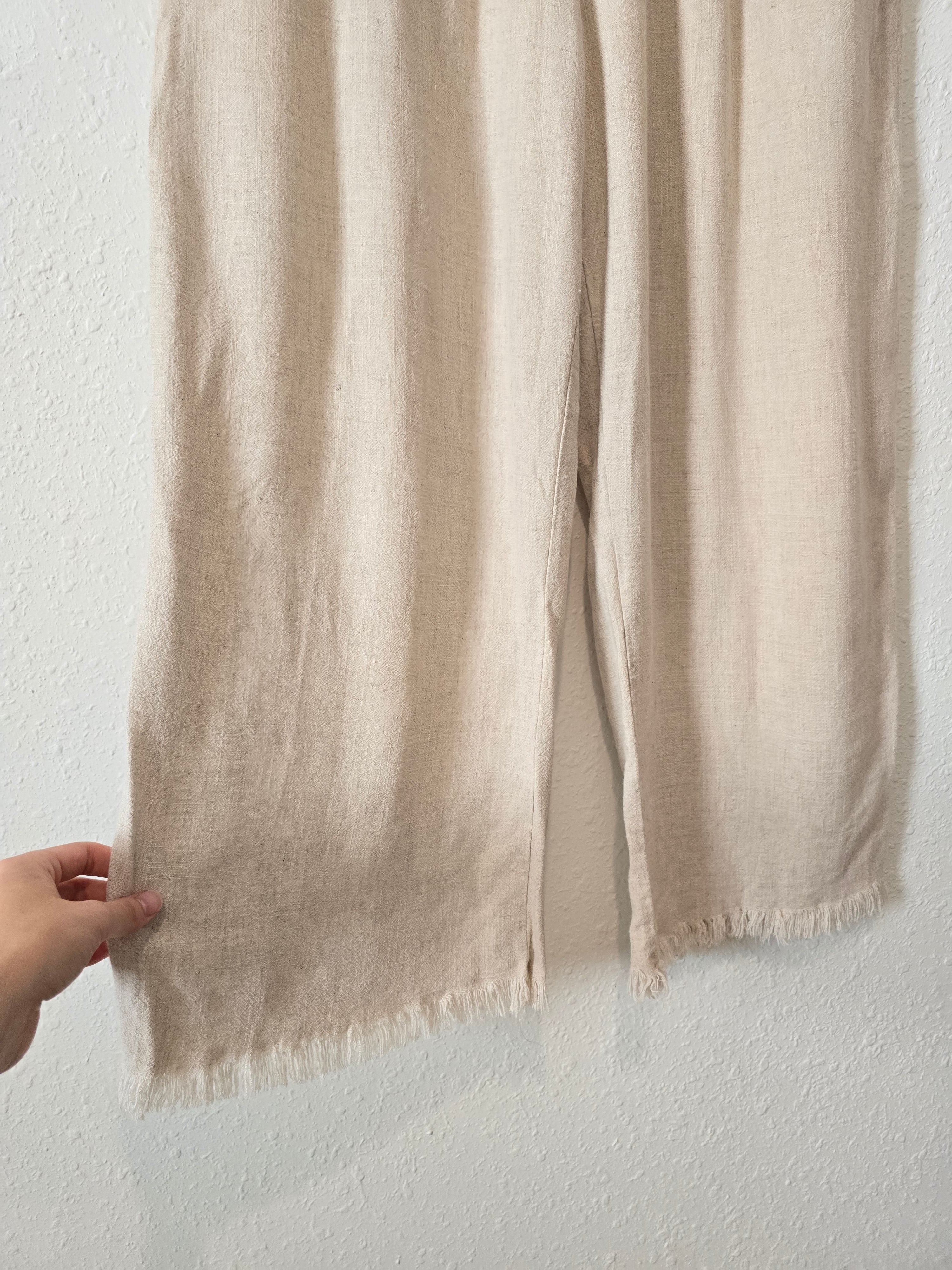 Umgee Wide Leg Linen Pants (L)