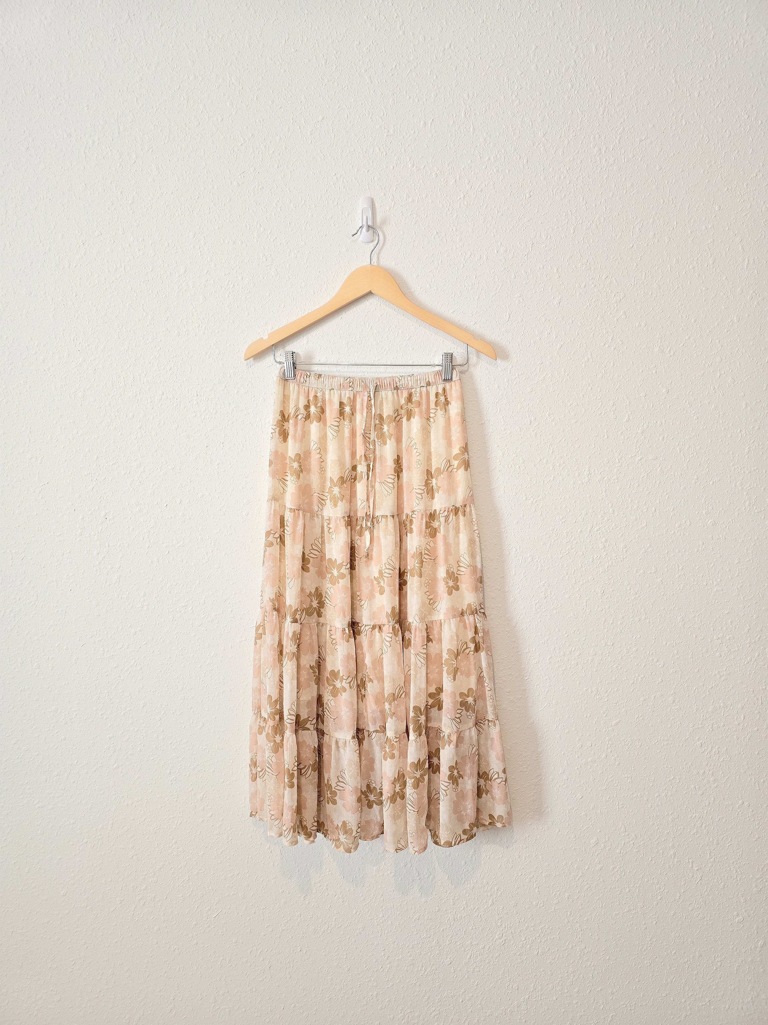 Aerie Floral Midi Skirt (S)