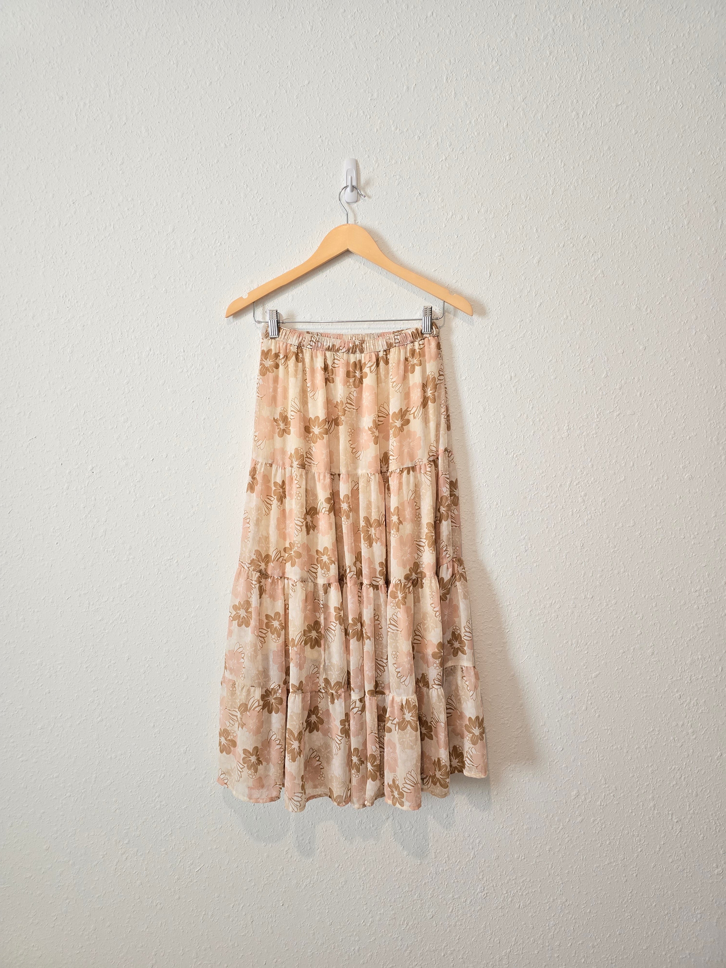 Aerie Floral Midi Skirt (S)