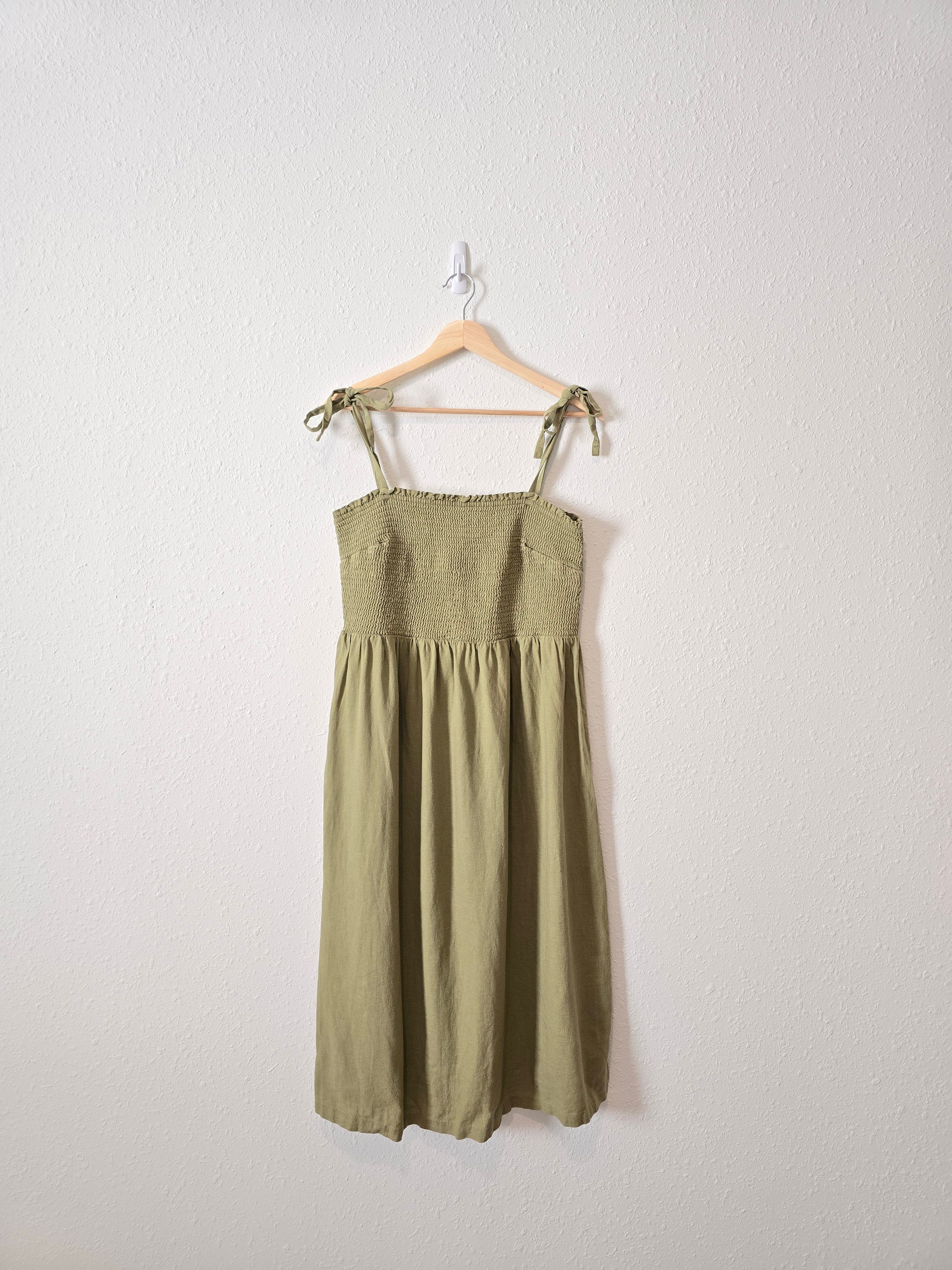 Gap Green Smocked Midi Dress (L)