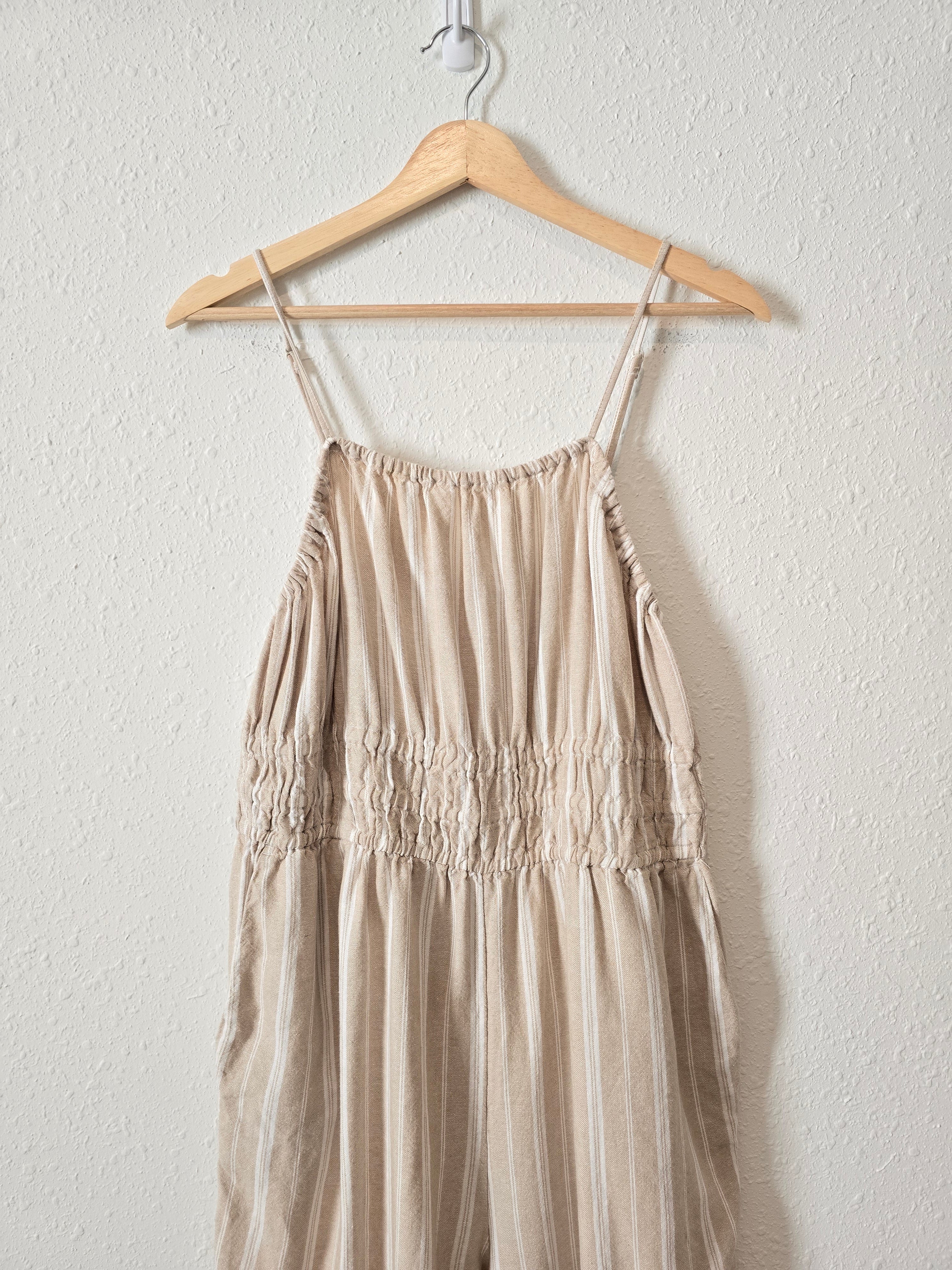 Neutral Wide Leg Linen Jumpsuit (XL)