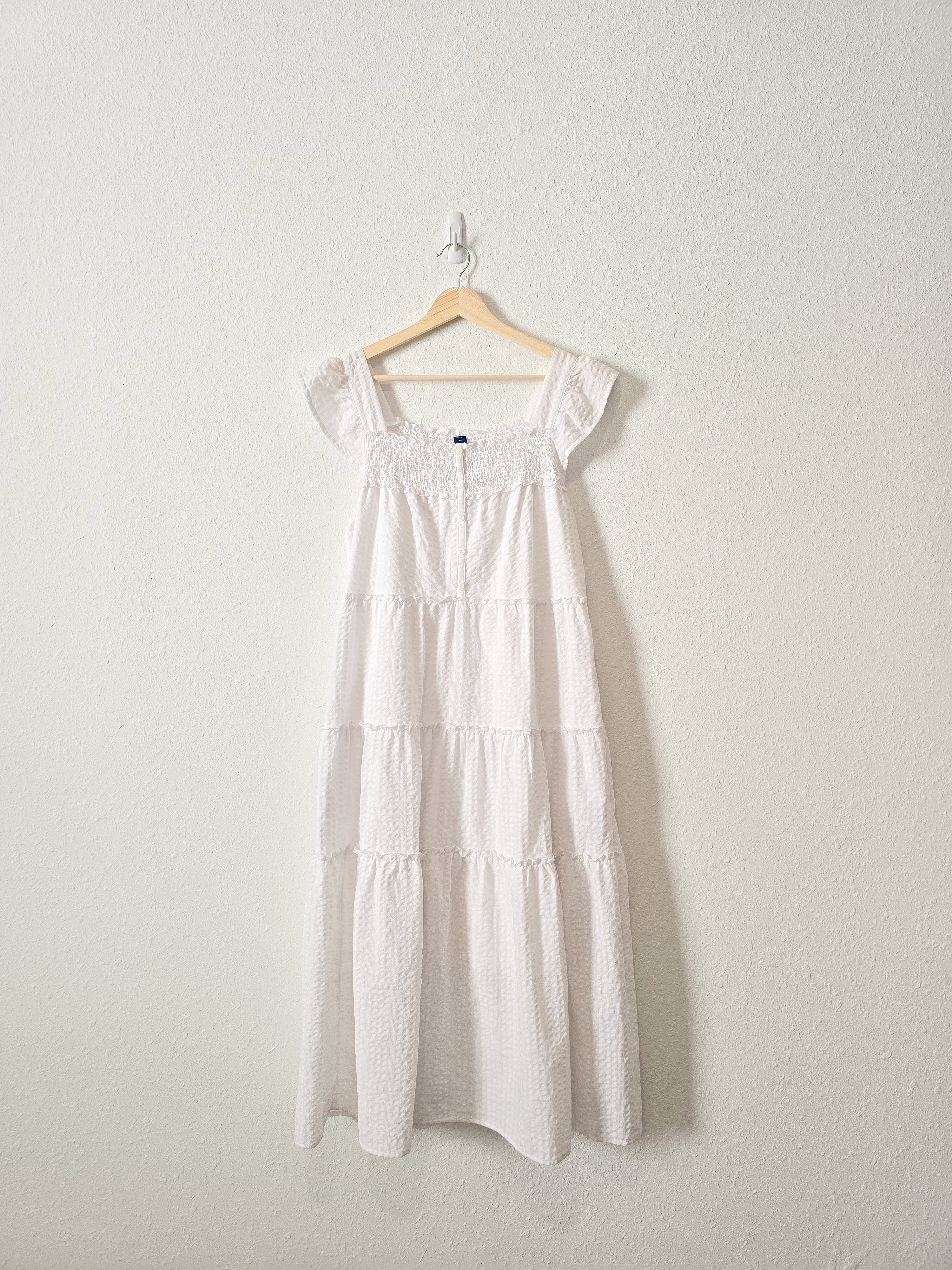 White Textured Midi Dress (M)