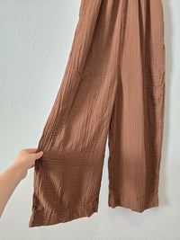 Brown Wide Leg Gauze Jumpsuit (M)