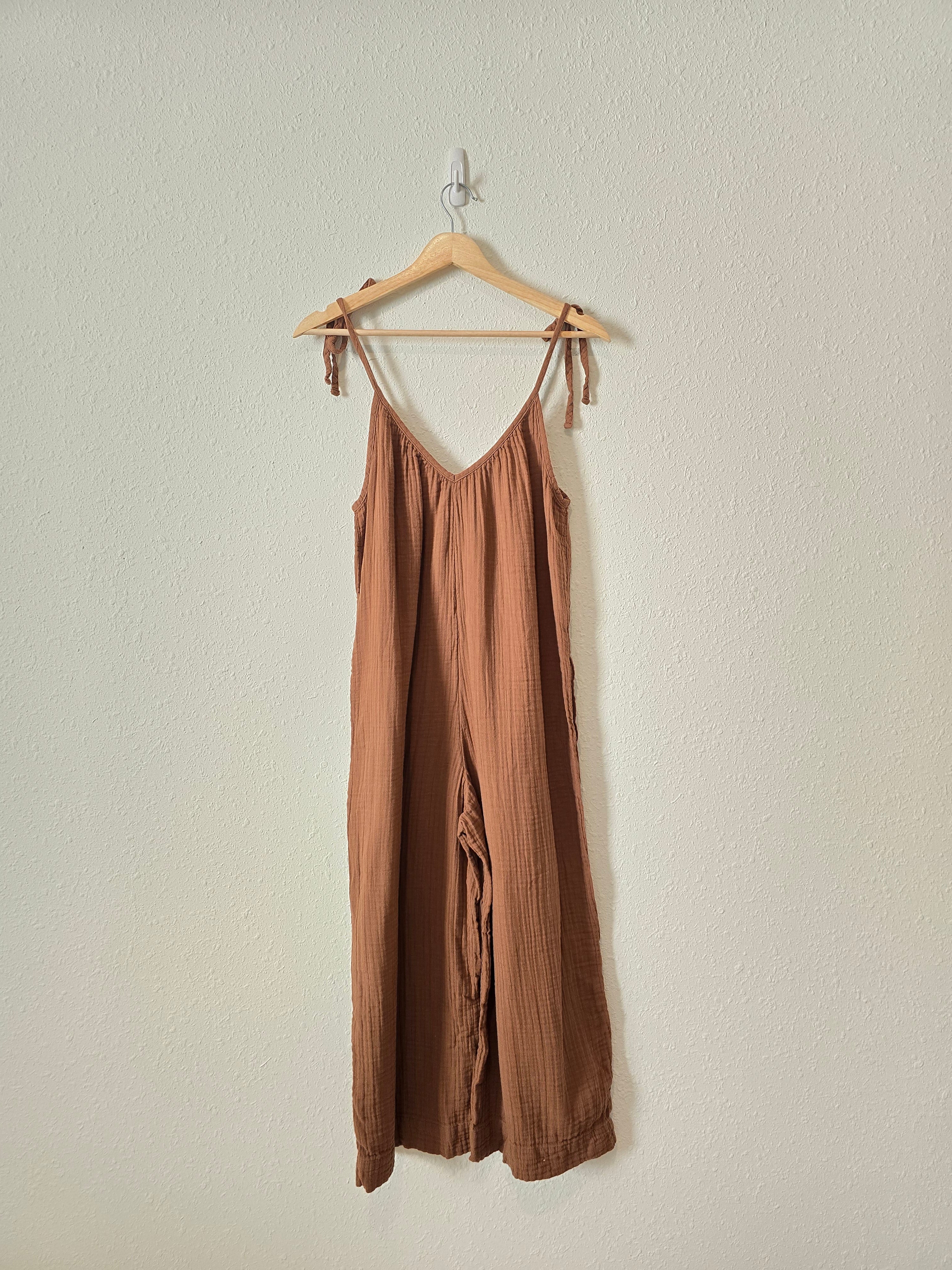 Brown Wide Leg Gauze Jumpsuit (M)