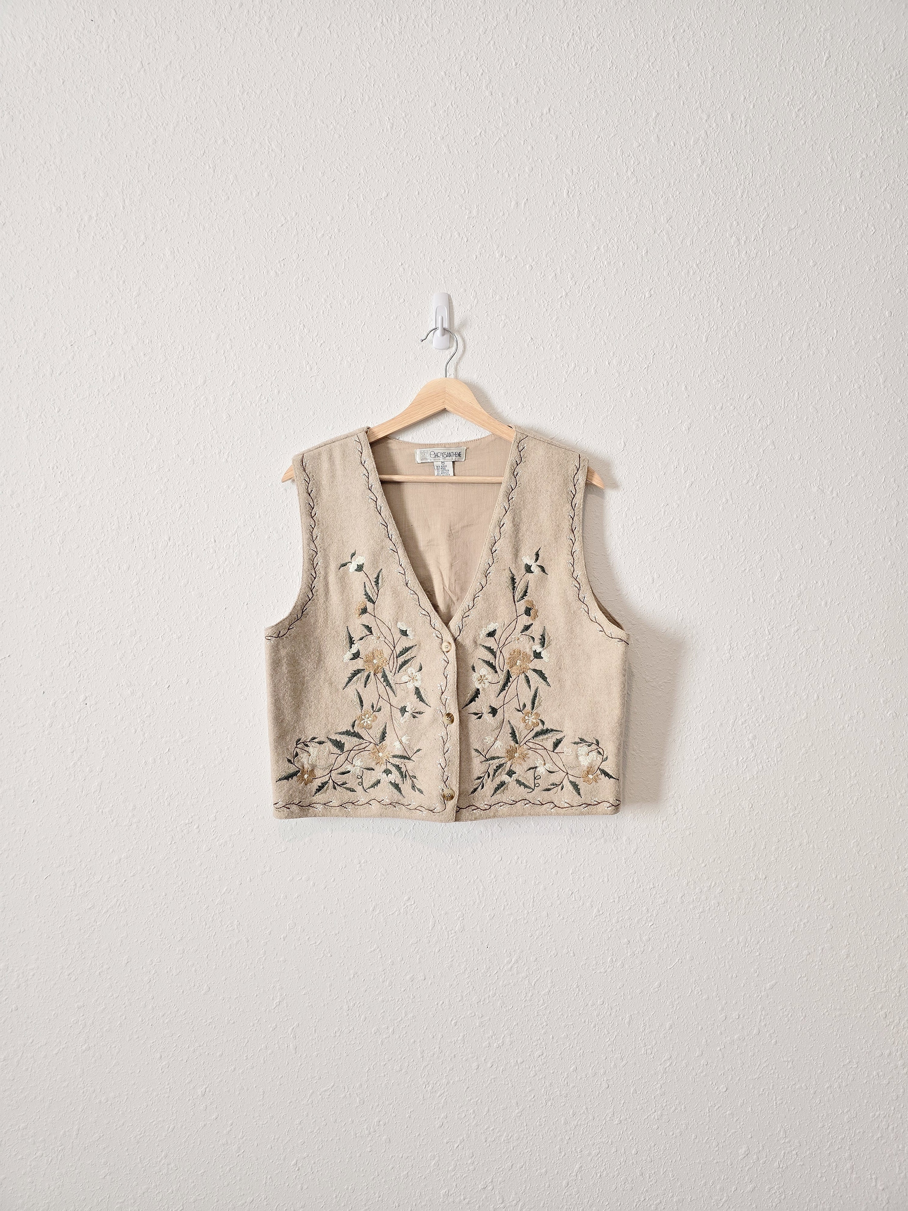 Vintage Floral Embroidered Vest (M)