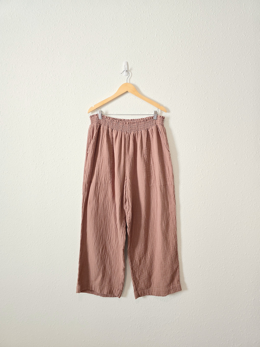 Brown Wide Leg Gauze Pants (1X)