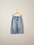 High Rise Denim Midi Skirt (6)