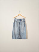 High Rise Denim Midi Skirt (6)