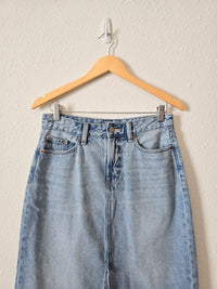 High Rise Denim Midi Skirt (6)