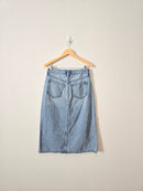 High Rise Denim Midi Skirt (6)