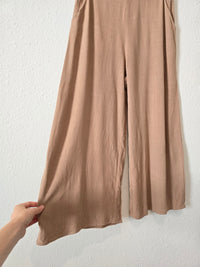 Brown Wide Leg Linen Blend Pants (S)