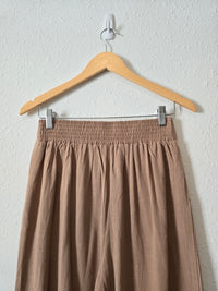 Brown Wide Leg Linen Blend Pants (S)