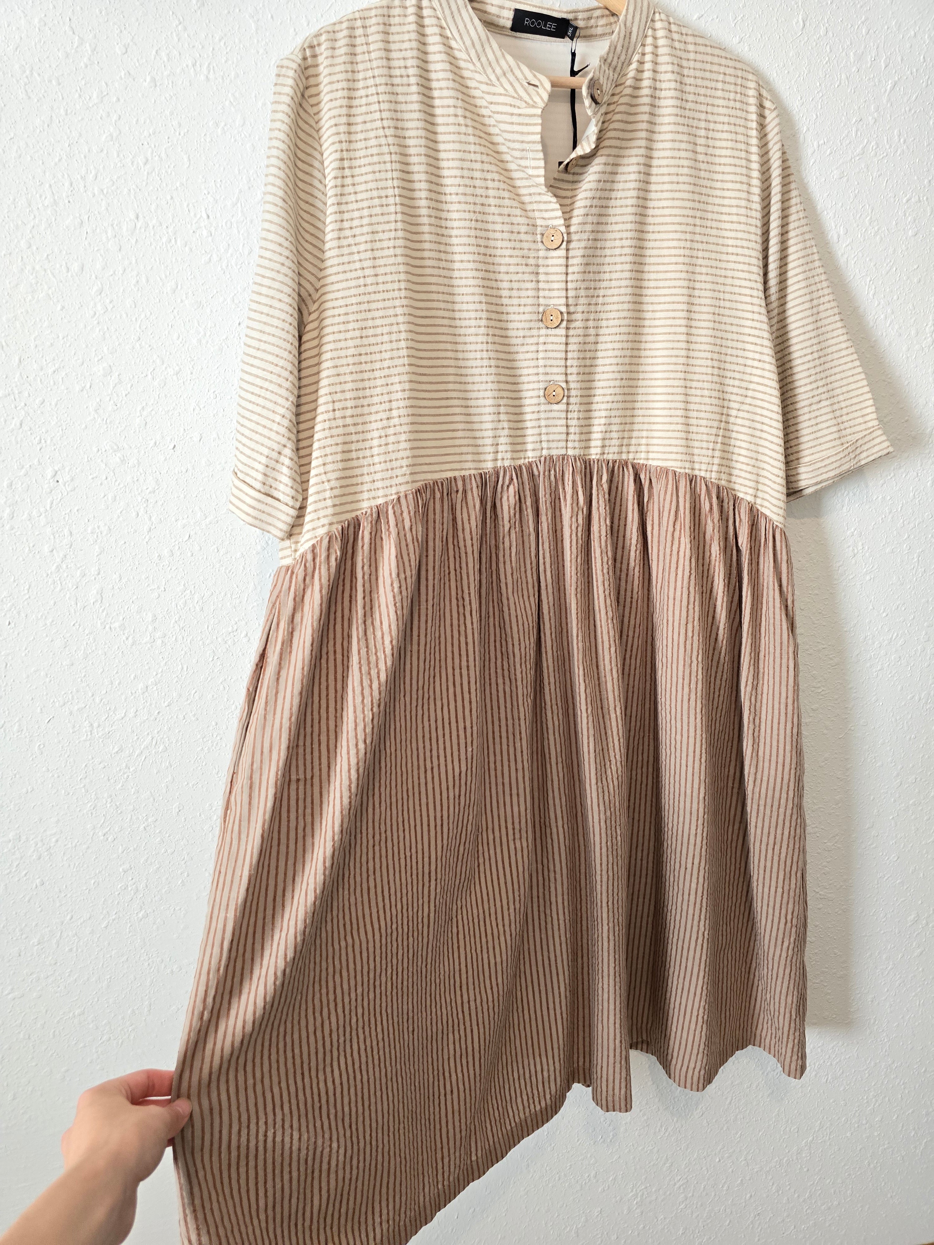 NEW Roolee Striped Midi Dress (3X)