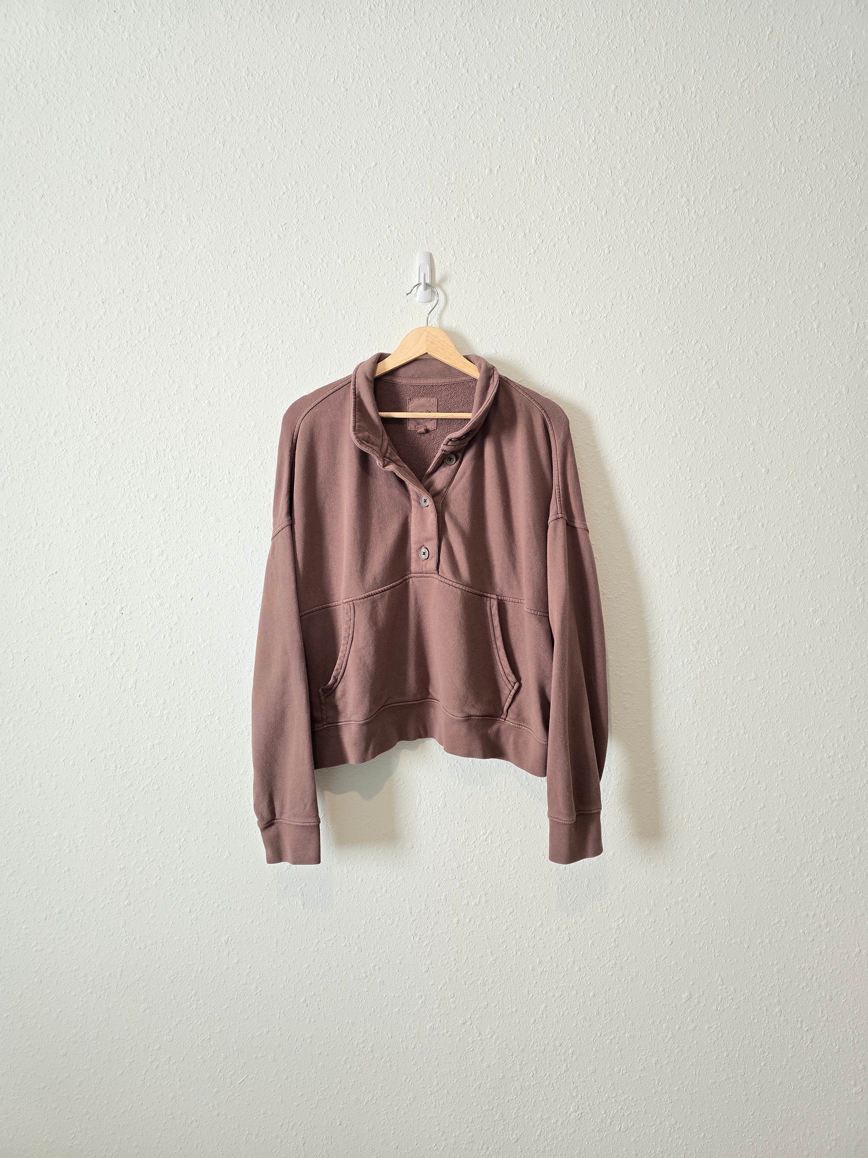 Aerie Chocolate Henley Sweatshirt (M)