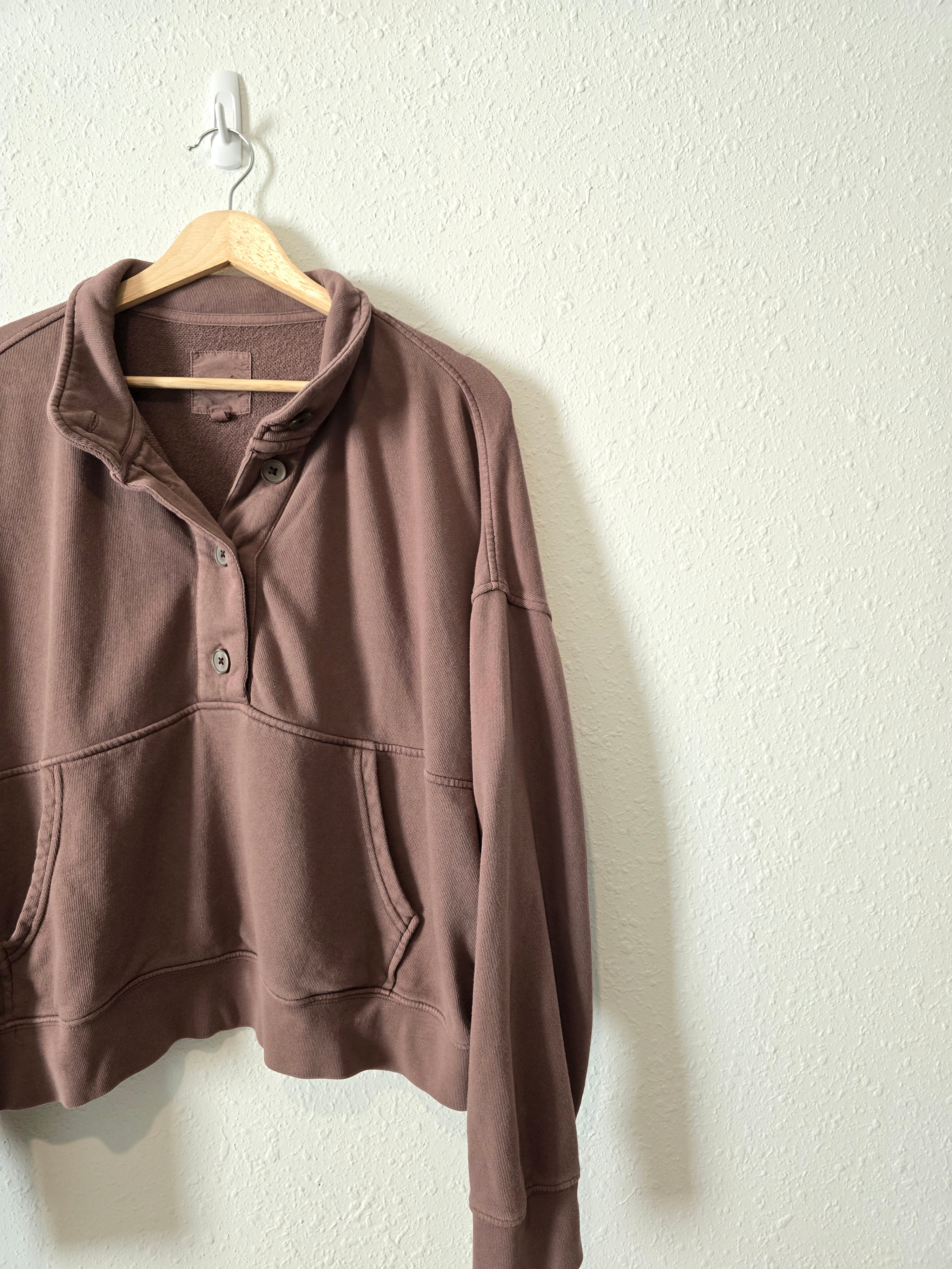 Aerie Chocolate Henley Sweatshirt (M)