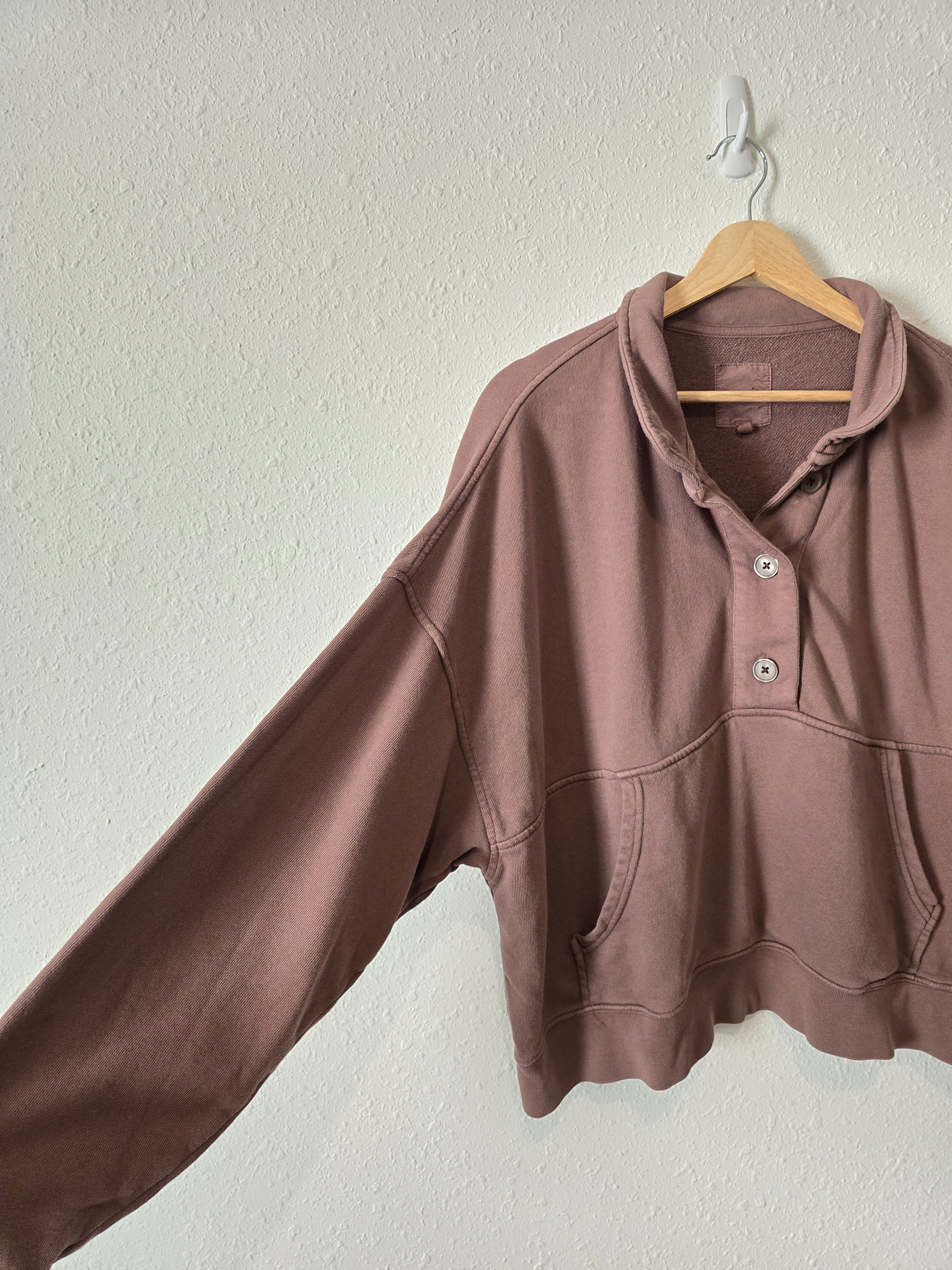 Aerie Chocolate Henley Sweatshirt (M)