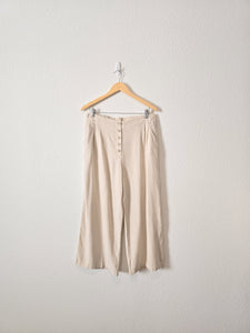 Linen Blend Wide Leg Pants (L)