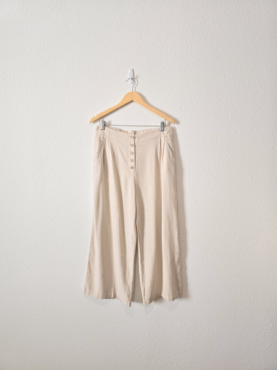 Linen Blend Wide Leg Pants (L)