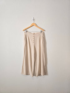 Linen Blend Wide Leg Pants (L)